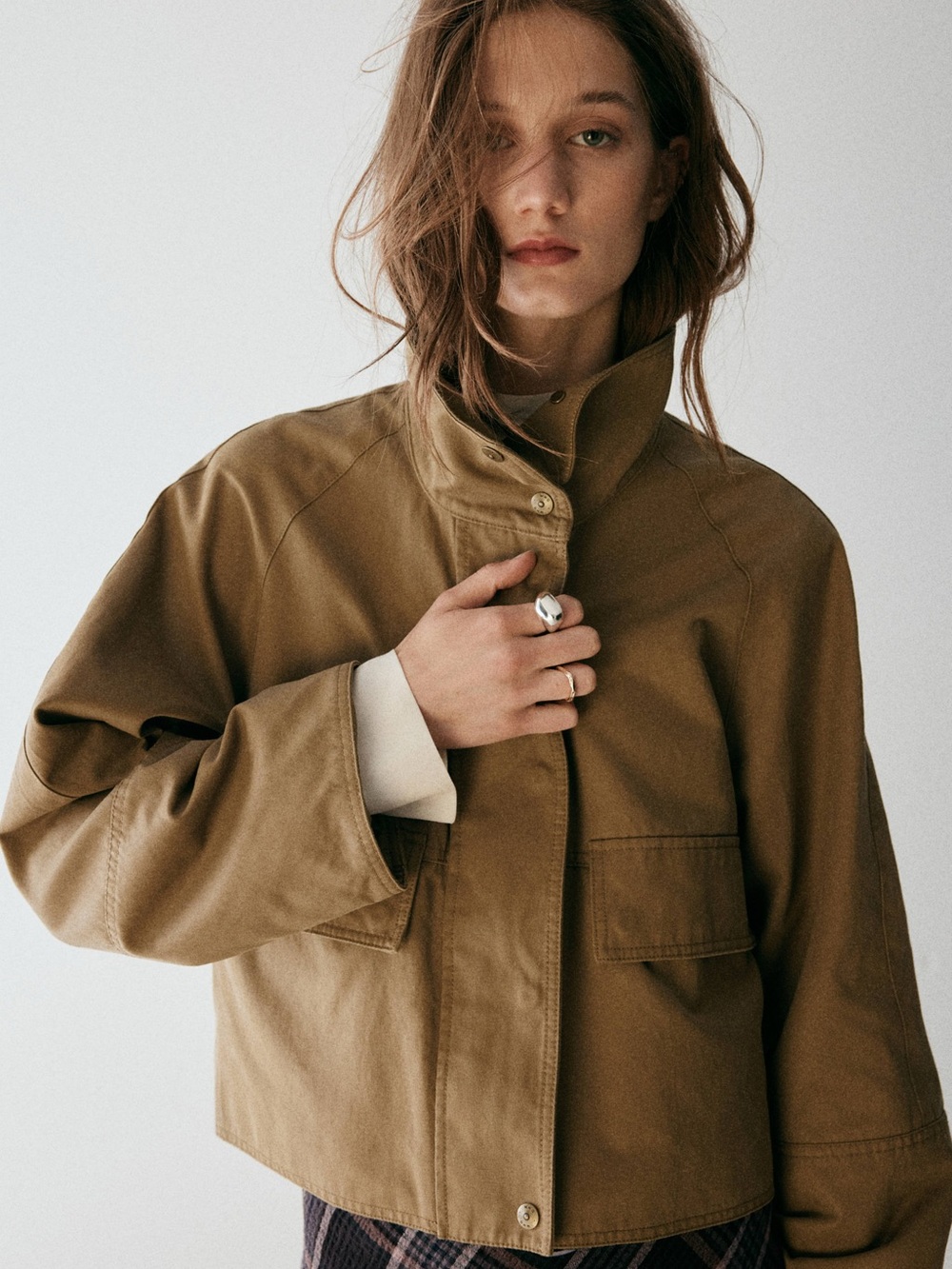 MANGO JACKET WITH FUNNEL NECK AND POCKETS